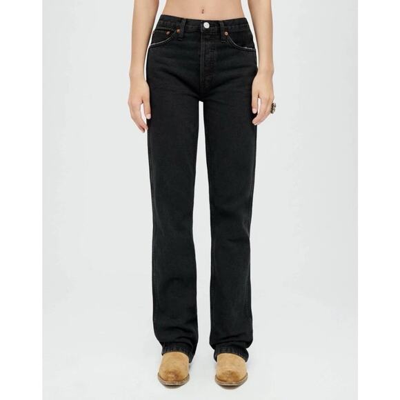 Re/Done Loose Crop Jeans In Washed Black NWOT Womens 32 Plus Size MRSP $295 - Picture 1 of 10